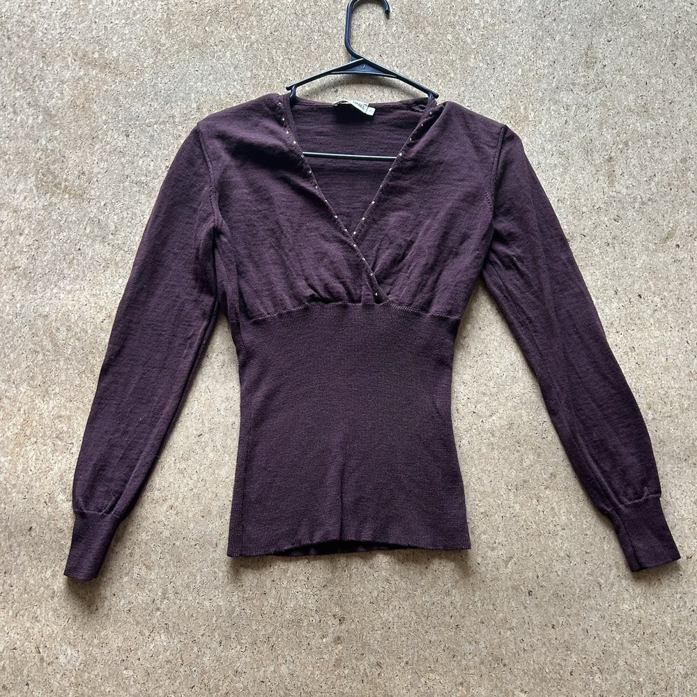 Y2K Italian Merino Wool  Sweater Size 2 Fitted Top Bella Swan Elena Gilbert Plum